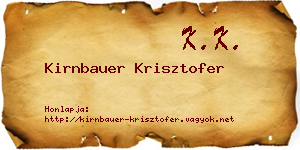 Kirnbauer Krisztofer névjegykártya